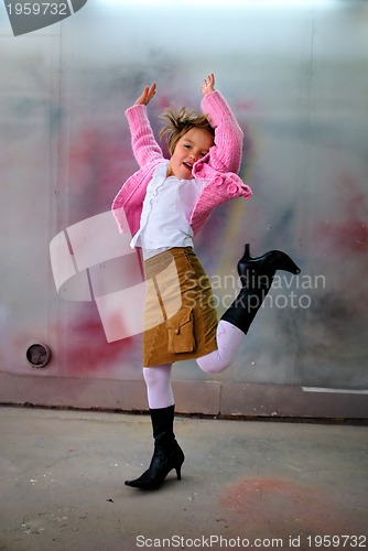 Image of Cute little girl having fun