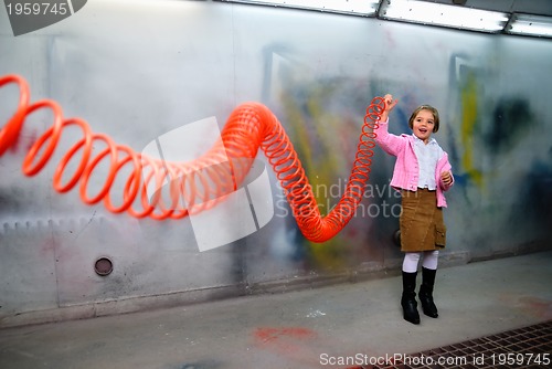 Image of Cute little girl having fun