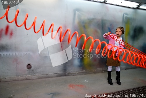 Image of Cute little girl having fun