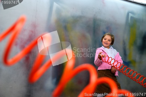 Image of Cute little girl having fun