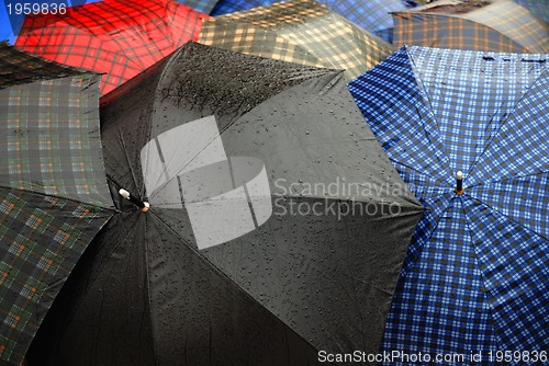 Image of Raindrops on a umbrella