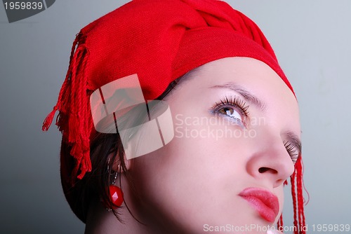 Image of Beautyful lady in red