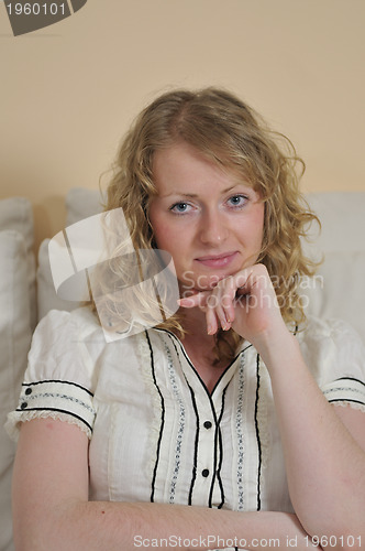 Image of young blonde woman portrait