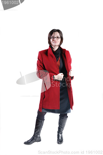 Image of Portrait of a beautiful woman wearing winter coat