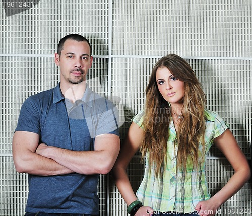 Image of happy young couple indoor