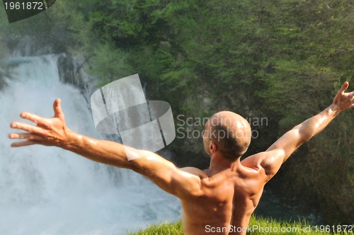 Image of man waterfall