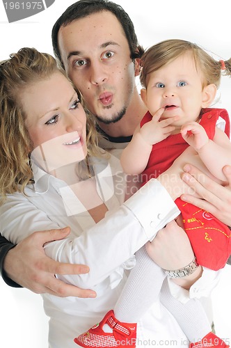 Image of happy young family together in studio