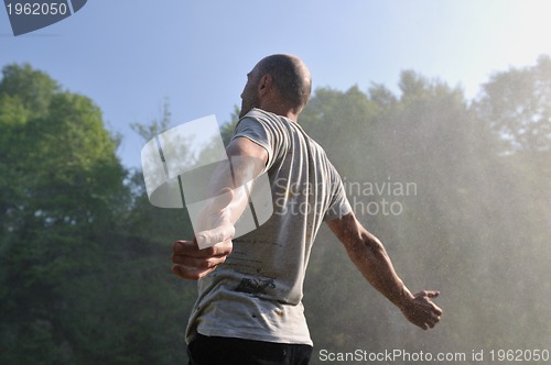 Image of man waterfall