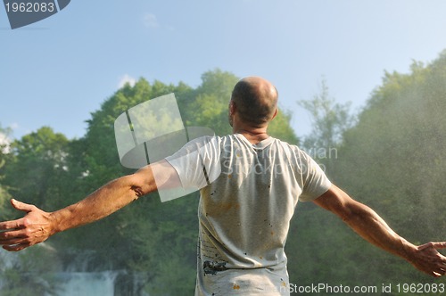 Image of man waterfall