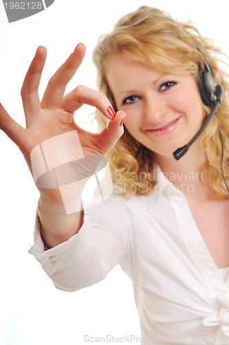 Image of business blonde woman with headset