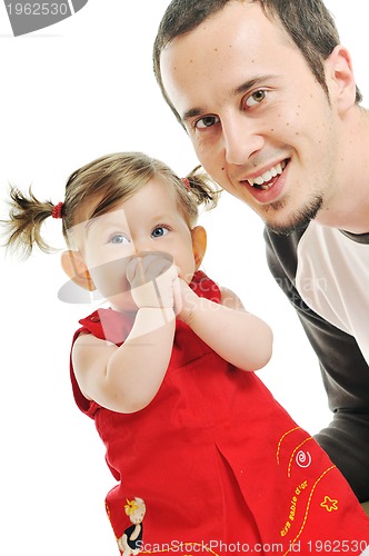 Image of young father  play with beautiful daughter 