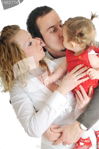 Image of happy young family together in studio