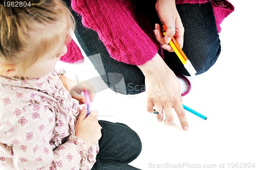 Image of mother and littler girl isolated