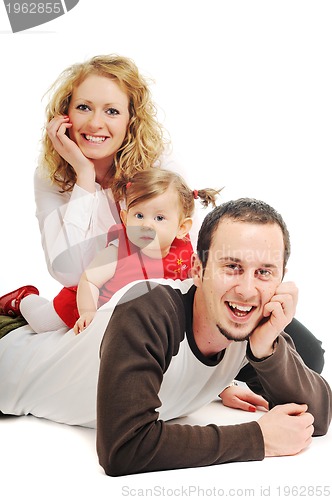 Image of happy young family together in studio