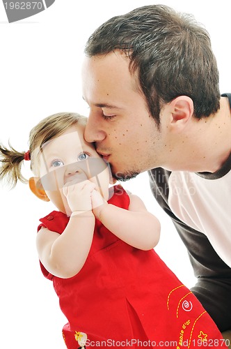 Image of young father  play with beautiful daughter 