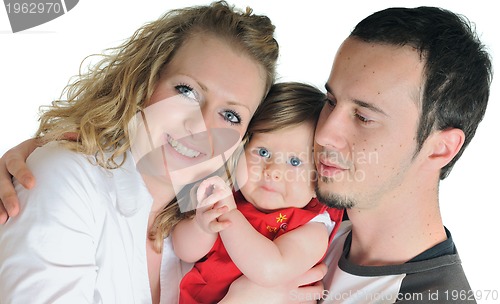 Image of happy young family together in studio