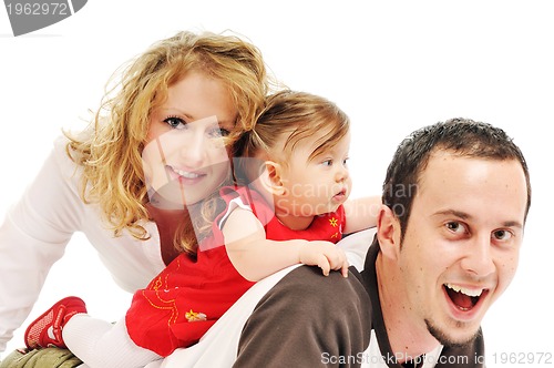 Image of happy young family together in studio