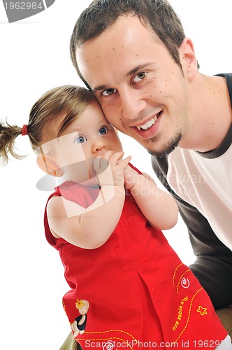 Image of young father  play with beautiful daughter 