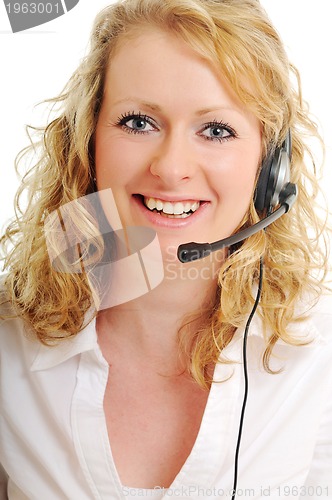 Image of business blonde woman with headset