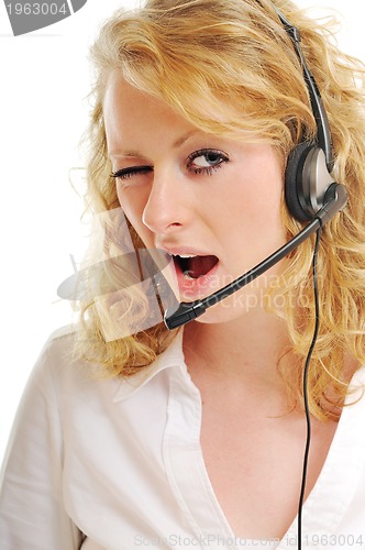 Image of business blonde woman with headset