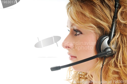 Image of business blonde woman with headset