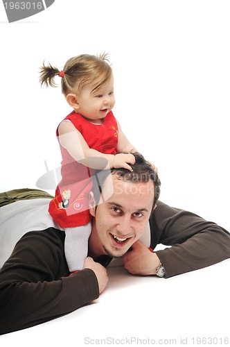 Image of young father  play with beautiful daughter 