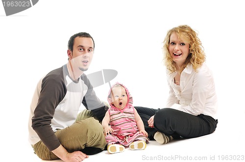 Image of happy young family together in studio