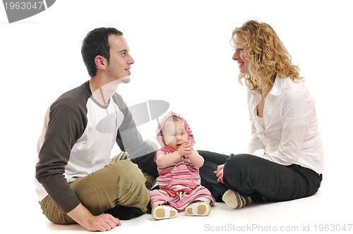 Image of happy young family together in studio