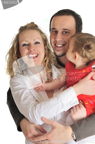 Image of happy young family together in studio