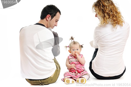 Image of happy young family together in studio