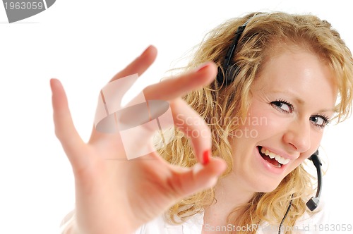 Image of business blonde woman with headset