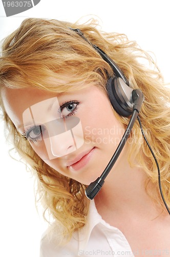 Image of business blonde woman with headset