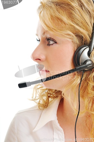 Image of business blonde woman with headset