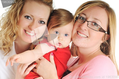 Image of happy young family together in studio