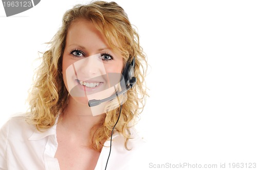 Image of business blonde woman with headset