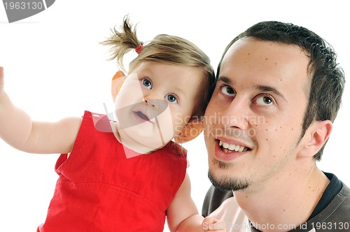 Image of young father  play with beautiful daughter 