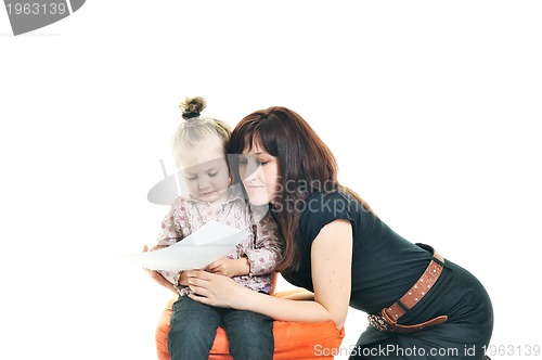 Image of mother and littler girl isolated