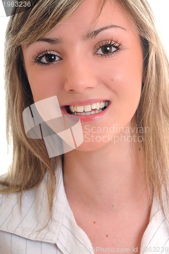 Image of party woman isolated with wind in hair