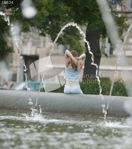 Image of girl near fountain