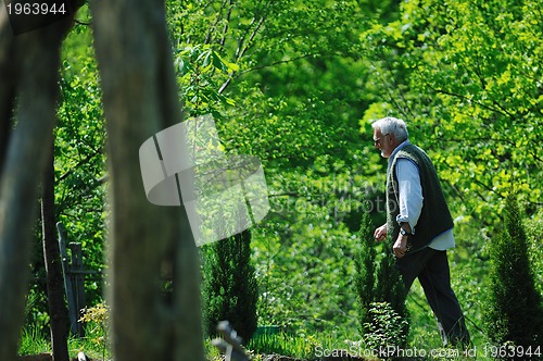 Image of happy senior man outdoor