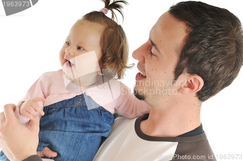 Image of young father  play with beautiful daughter 