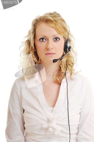 Image of business blonde woman with headset