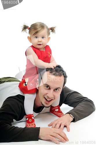 Image of young father  play with beautiful daughter 