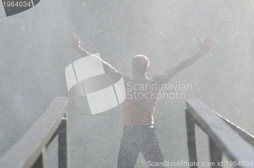 Image of man waterfall