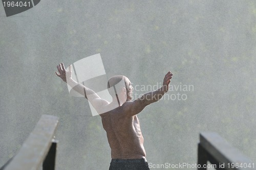 Image of man waterfall
