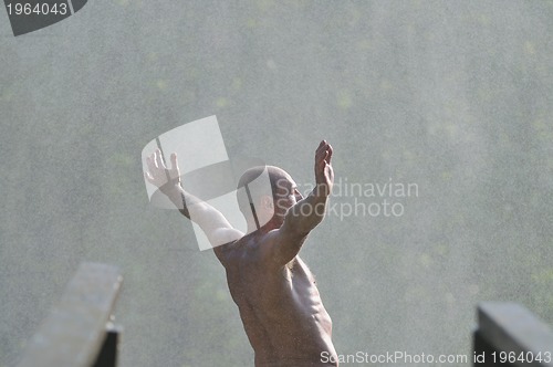 Image of man waterfall