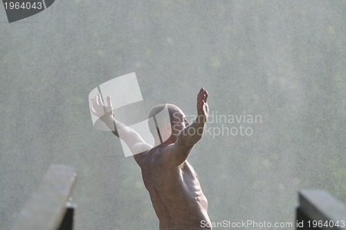 Image of man waterfall