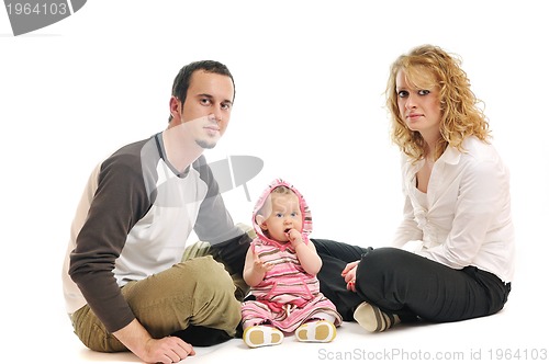 Image of happy young family together in studio