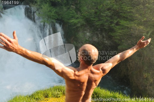 Image of man waterfall