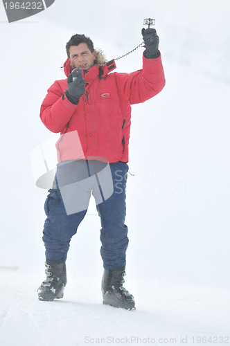 Image of weather meteo man measure wind speed